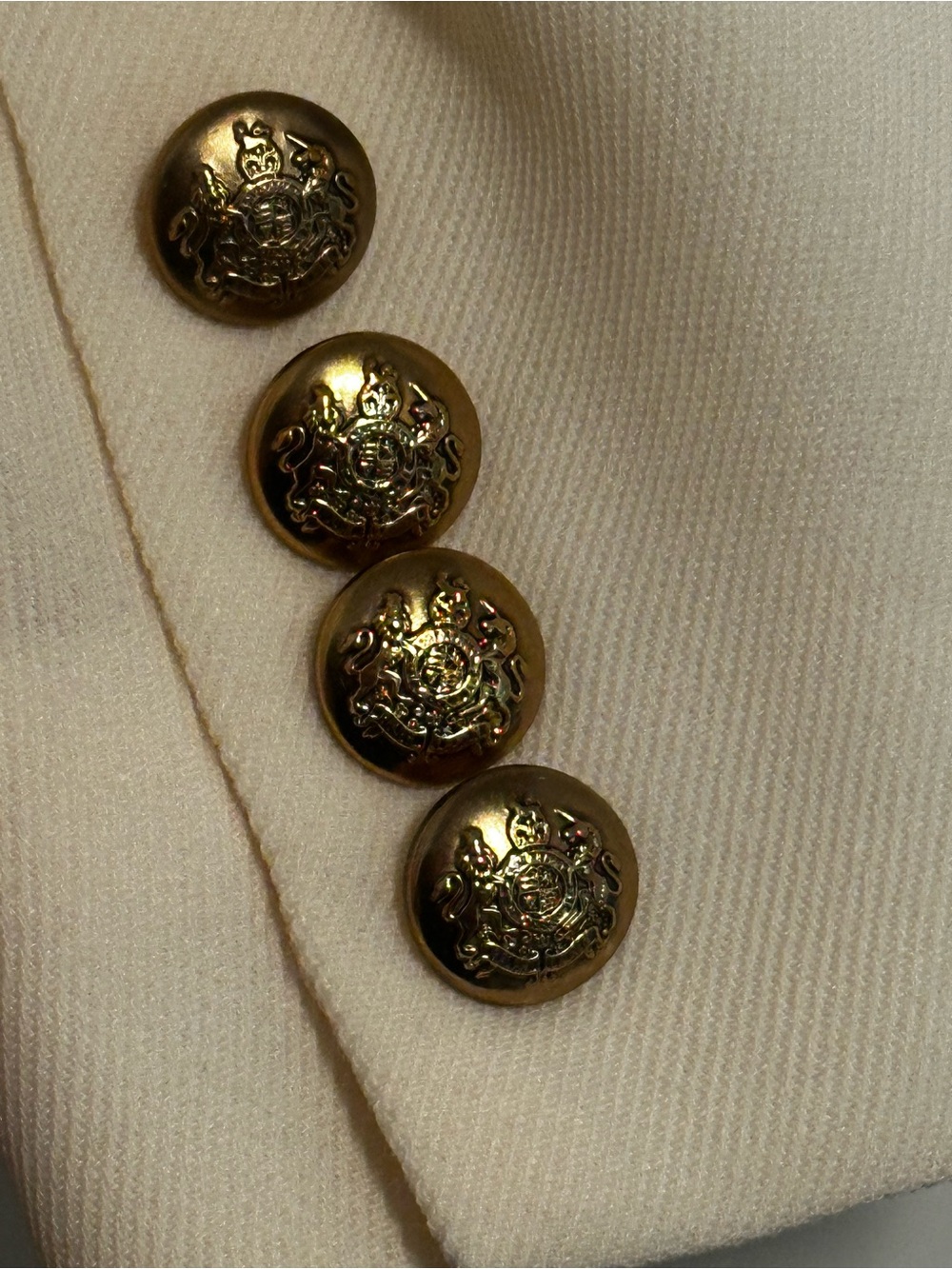 Lauren Ralph Lauren Cream Wool Blazer with Embroidered Crest. Vintage! Size 8P. - Picture 9 of 13